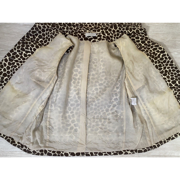 Akris Punto Vest Top Button Down Animal Giraffe Brown Sleeveless Lined C… - Picture 6 of 9